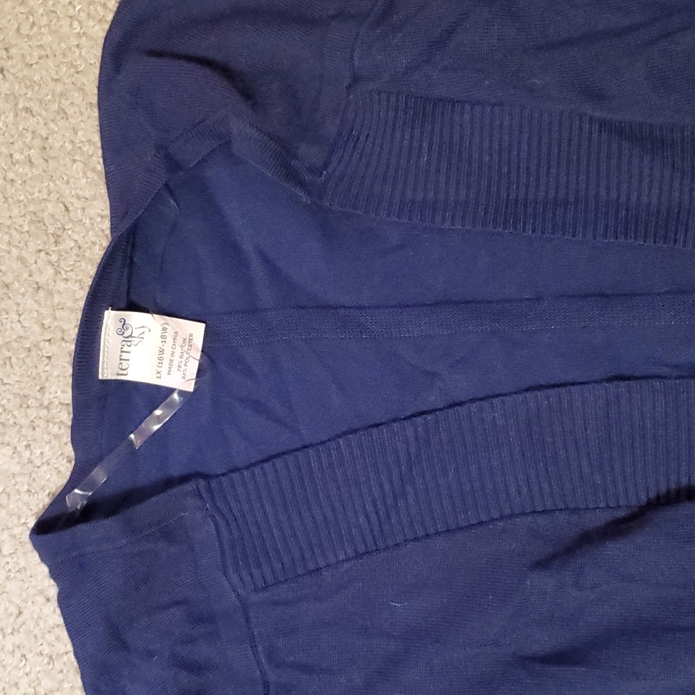 Terra sky plus size navy blue cardigan
